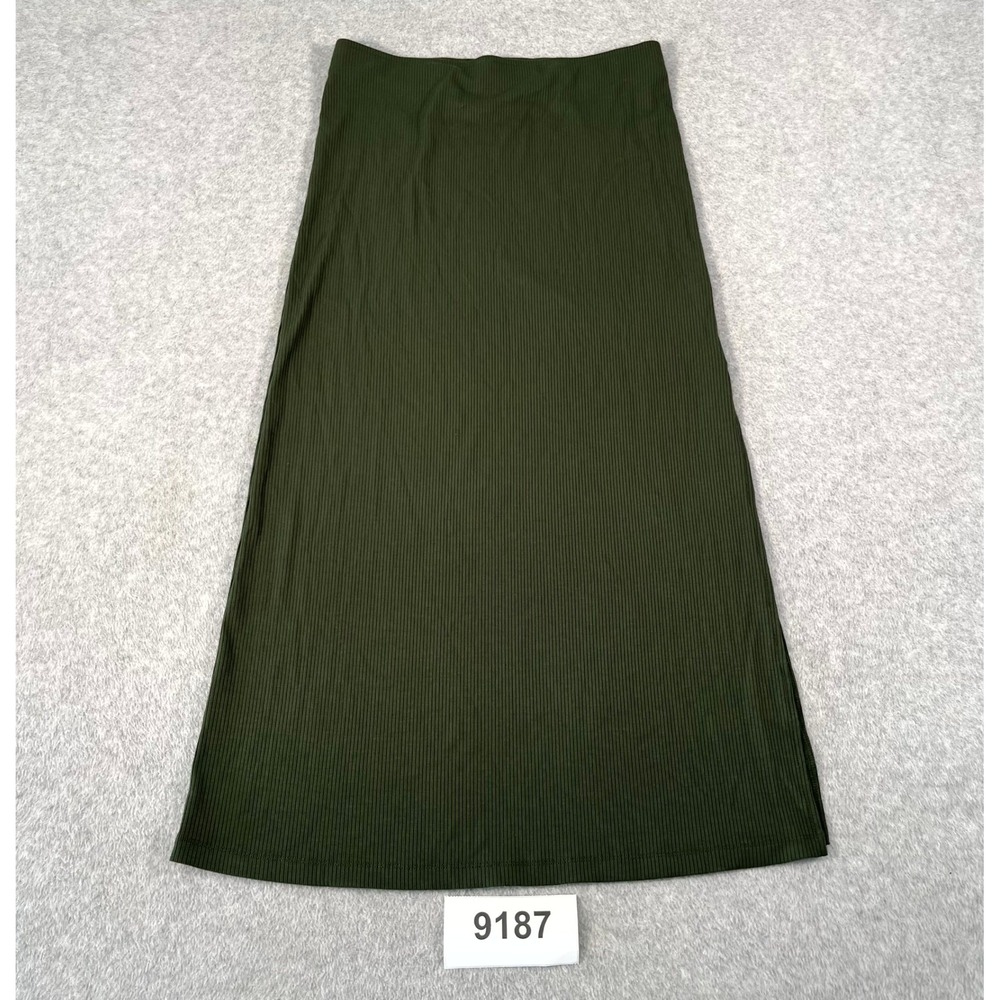 American Eagle Outfitters A‎ Line Skirt Womens M Green Stretch Ribbed Side Slit